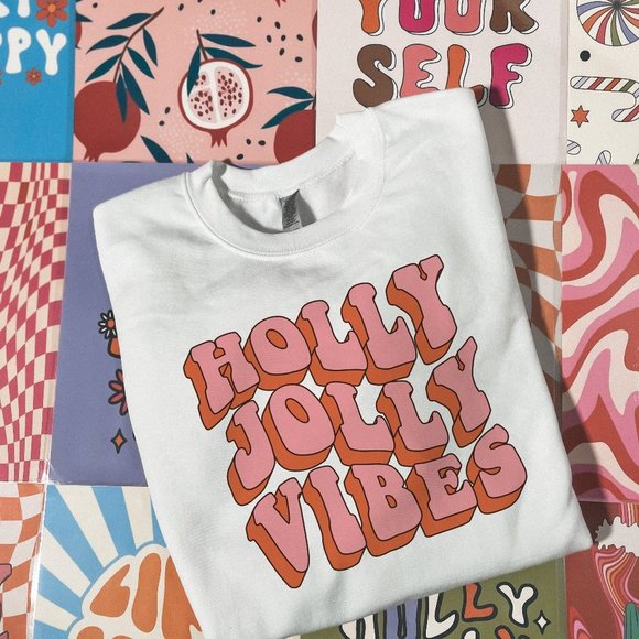 SimplyBeverly Sweaters - Block Holly Jolly Vibes White Sweatshirt